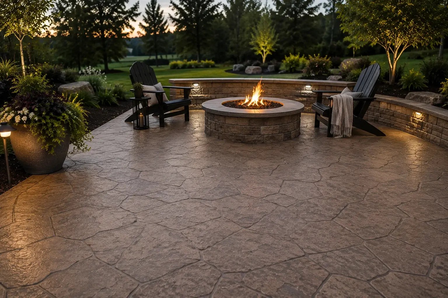 Large stone stamped concrete