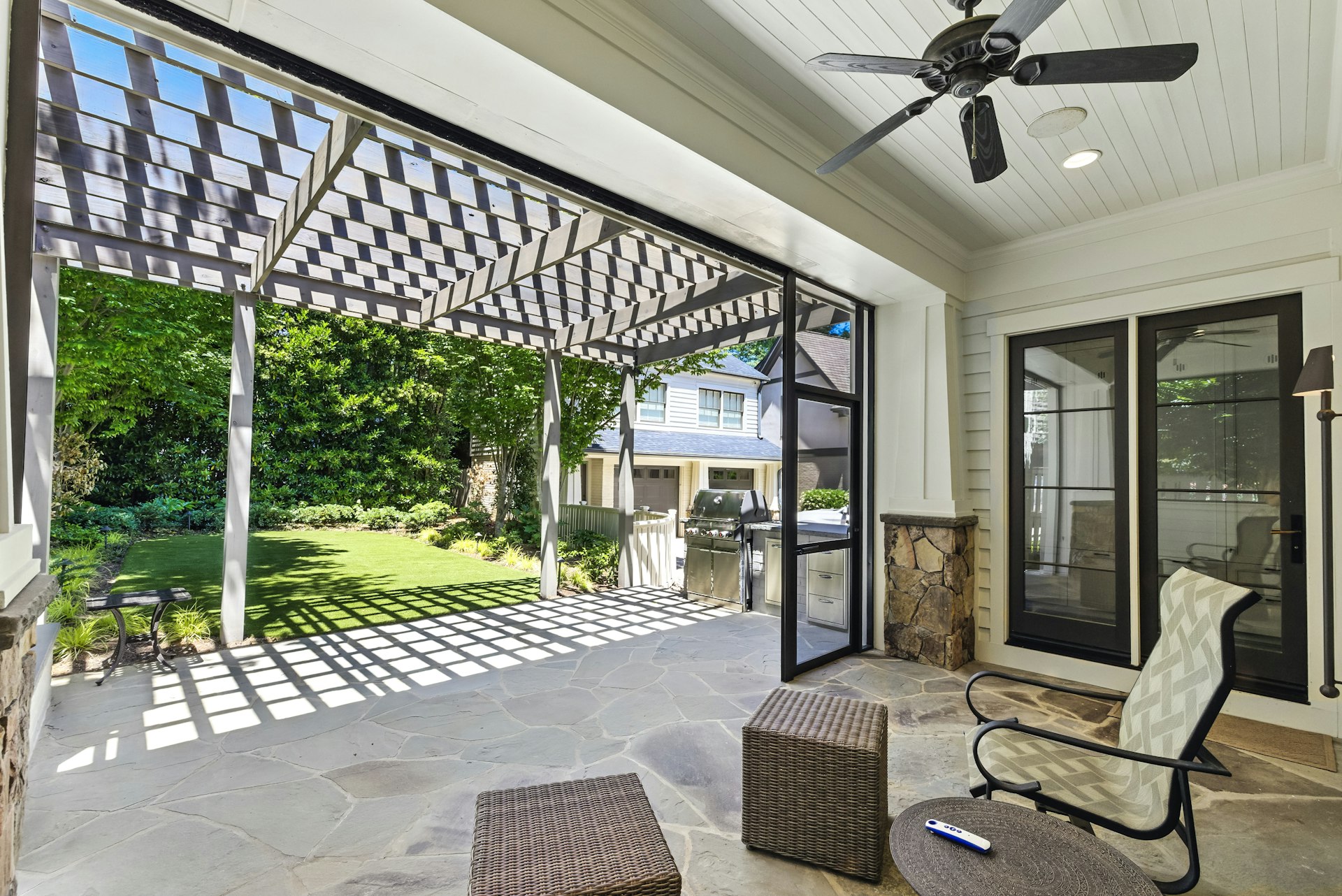 Finished outdoor living space by Coronado Exteriors
