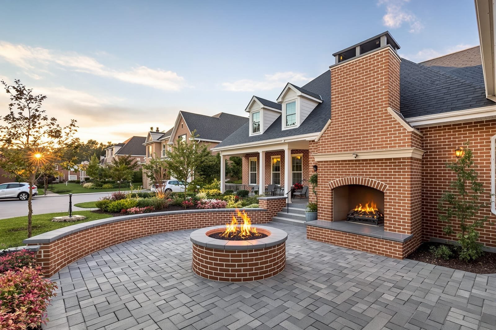 Brick material for outdoor fireplaces