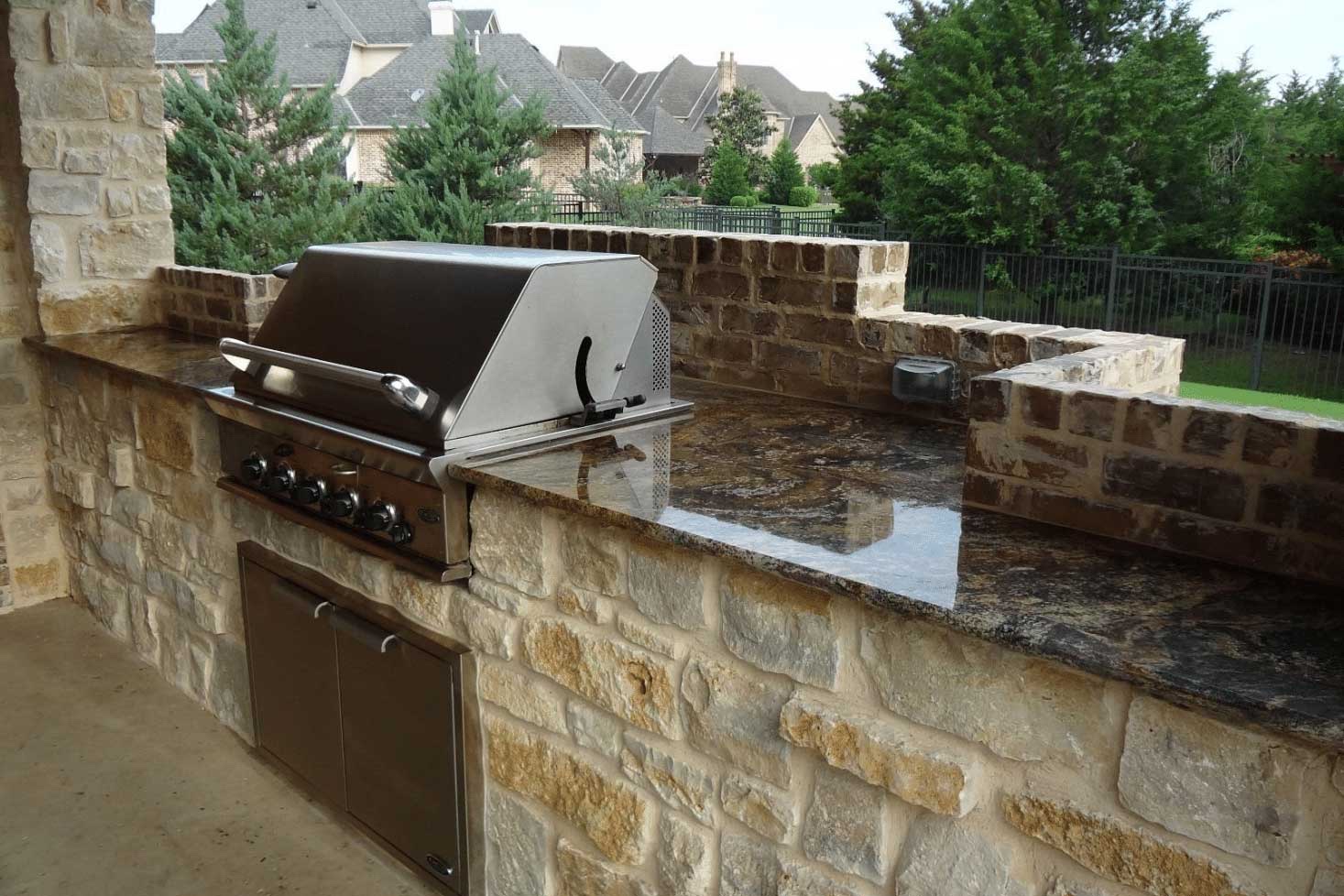 Natural stone material for outdoor kitchens